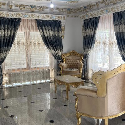 SET DRAPERIE CATIFEA 3D, PERDEA 3D TULL BRODATĂ CREM . Denumire: HAKAN TURKY