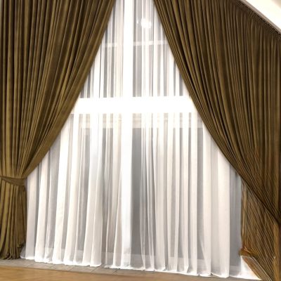 SET OBLIG DRAPERIE CATIFEA , CULOARE MARO, PERDEA TRIPLUVOAL ALB. Cod. Produs: 297109