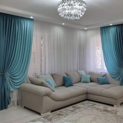 Set Draperii Turcoaz "Aqua Elegance" cu Perdea Voal Alb - Pentru Fereastră pe Colț.
Cod: 683922