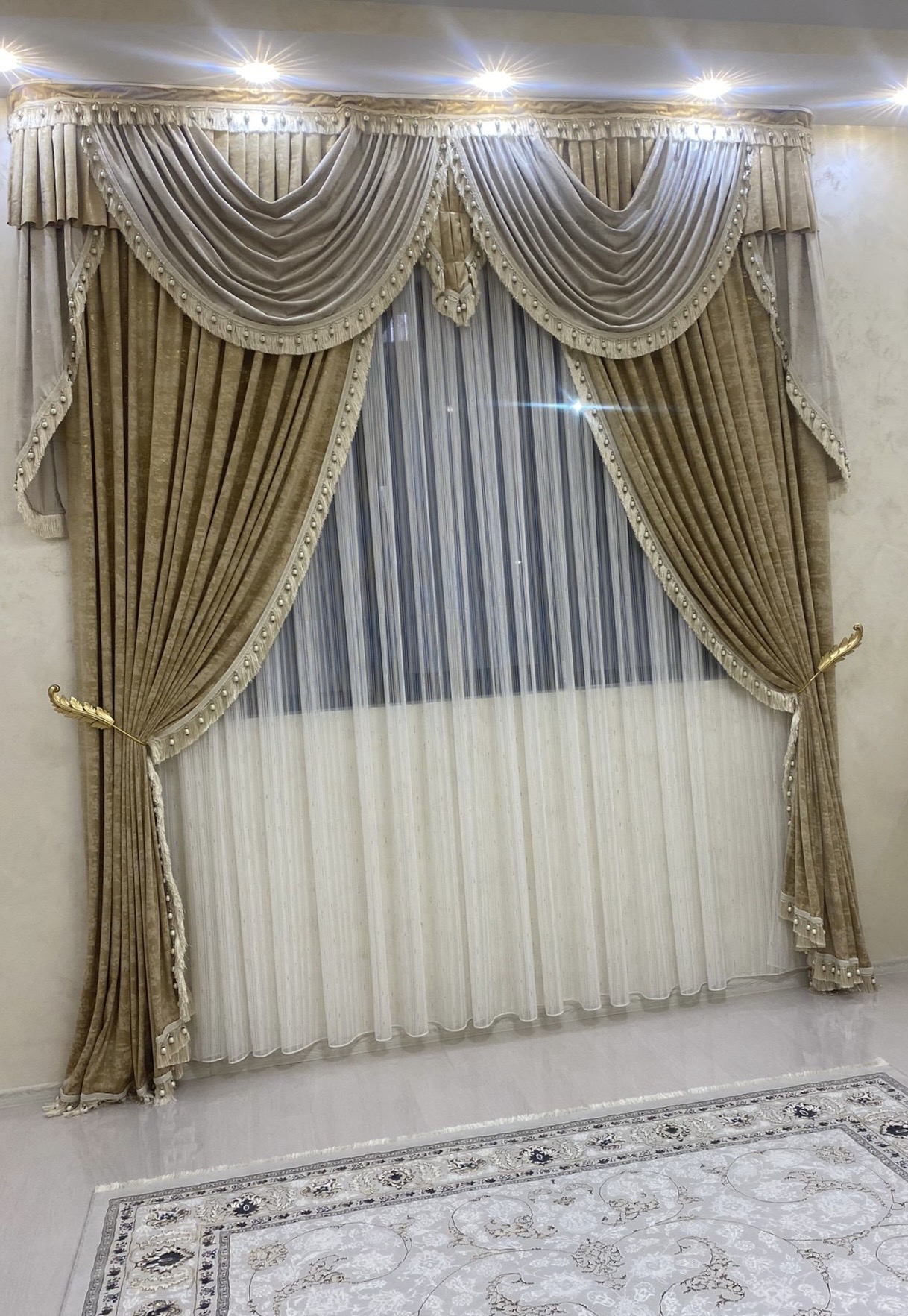 DRAPERIE CATIFEA CULOARE GRI DESCHIS CU GRI ÎNCHIS, PERDEA TRIPLUVOAL ALB. Cod: Produs.3100287 - imagine 14