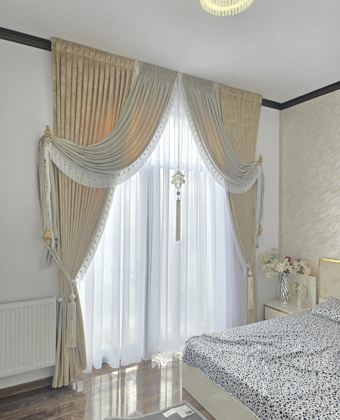 DRAPERIE CATIFEA CULOARE GRI DESCHIS CU GRI ÎNCHIS, PERDEA TRIPLUVOAL ALB. Cod: Produs.3100287 - imagine 18